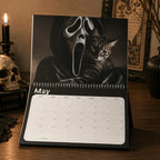 2027 Whimsical Cat Wall Calendar with Funny Horror Movie Villains and 12 Monthly Art Prints