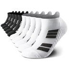 Mqamex Men's 6-Pair No-Show Terry-Sole Athletic Ankle Socks - Absorbent, Active, Breathable, Comfy, Thick for Cold-Weather Outdoor Training & Daily Wear, Absorbent Ankle Socks Menswear Sports Day Stylish White Esports