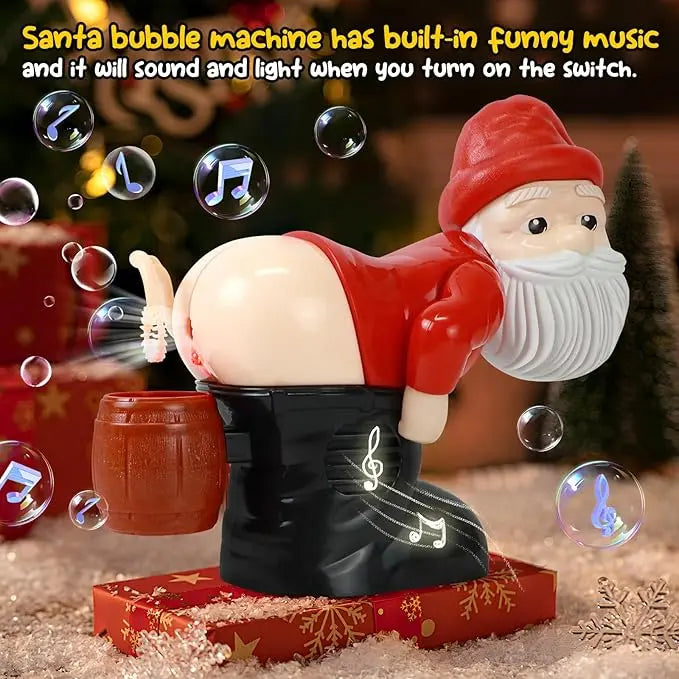 Farting Santa Bubble Blowing  Christmas Bubble Machine with Hilarious Sound Effects & Holiday Music Great Gift Idea for Kids Bubble Blaster Surprise Entertaining Gag Toy