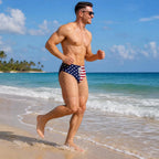 Men's Novelty Patriotic Swim Trunks - American Flag Freedom & Chill Quick Dry Beach Shorts with Mesh Lining - Funny Ugly Summer Hawaiian Shirt Vacation Gifts for Him