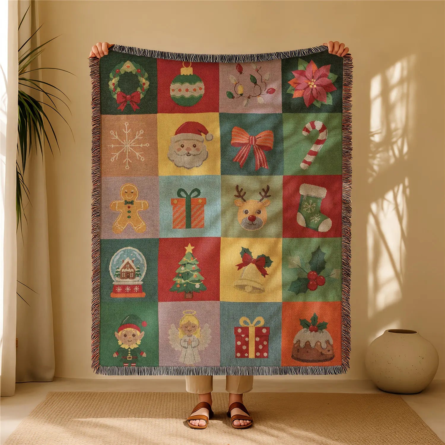 Multi-Function Geometric Tassel Throw Blanket & Sofa Cover