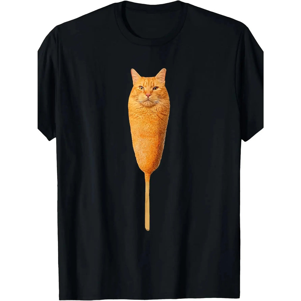 Corndog Cat Meme T Shirt Mens All Weather Comfortable Soft Short Sleeved Shirt Fun Short Sleeved Shirt