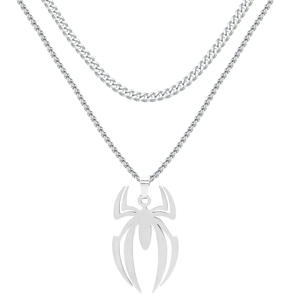 Spider Necklace For Men Women Titanium Stainless Steel Gold Silver Black Cuban Chain Paperclip Chain Lightweight Trendy Cool Goth Spider Pendant Necklace For Teen Halloween Non Tarnish Jewelry y2k Stylish Unique Accessories Birthday Gifts With Gift Box