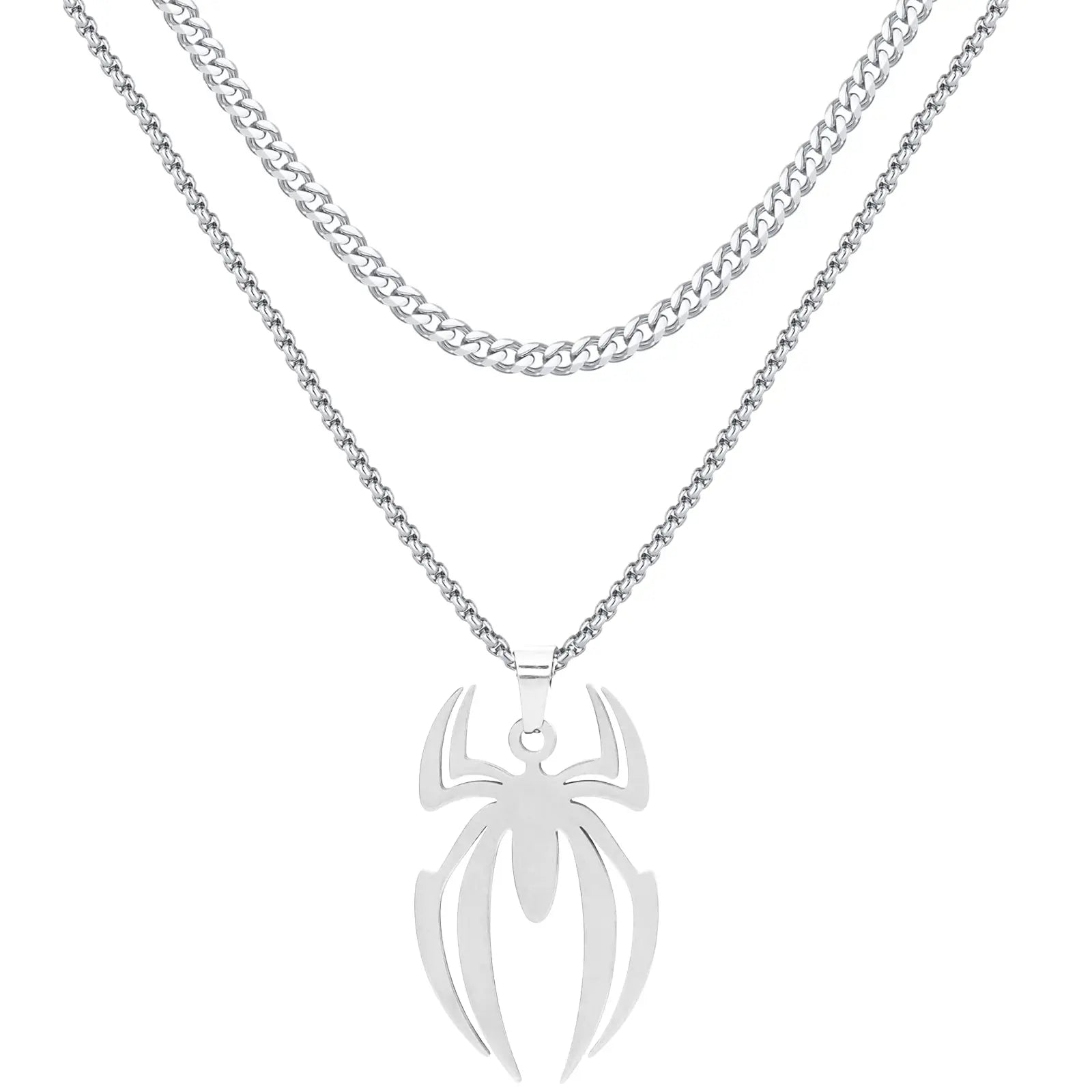 Spider Necklace For Men Women Titanium Stainless Steel Gold Silver Black Cuban Chain Paperclip Chain Lightweight Trendy Cool Goth Spider Pendant Necklace For Teen Halloween Non Tarnish Jewelry y2k Stylish Unique Accessories Birthday Gifts With Gift Box