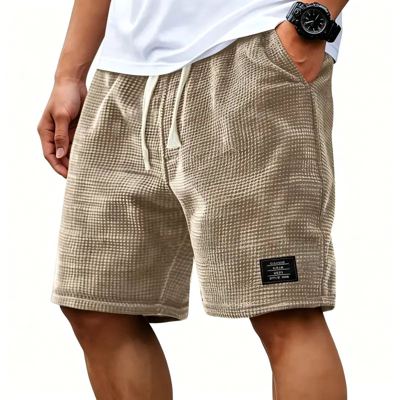 Men's 2-Pack Waffle Casual Shorts (Loose Fit, Solid Color)