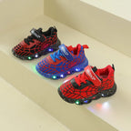 Boys' Spiderman LED Light-Up Sneakers, Breathable Mesh Shoes with Soft Sole for Daily School & Outdoor Wear