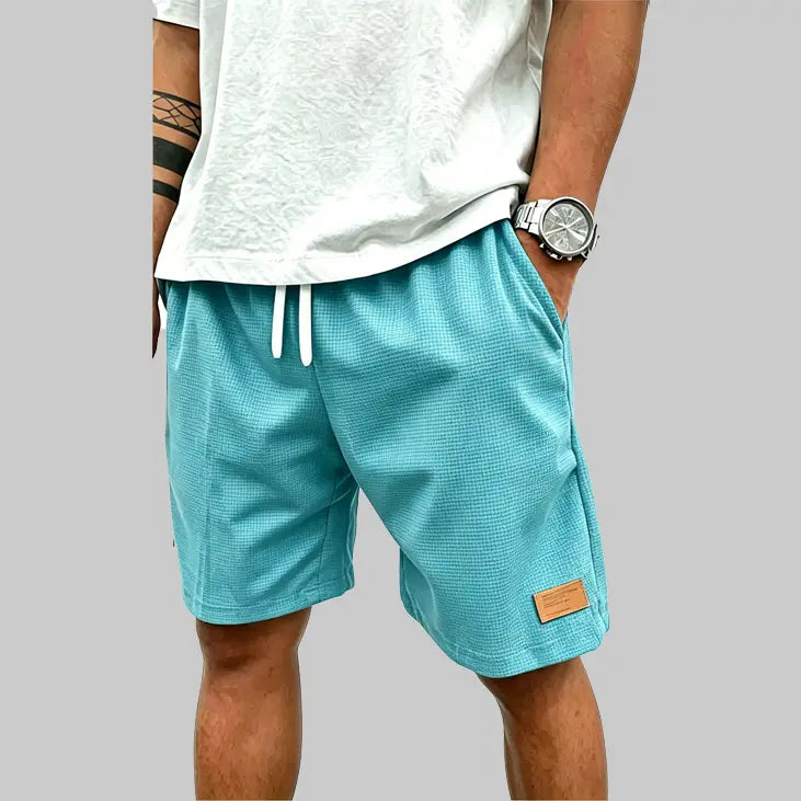 Men's Casual Waffle Athletic Shorts with Drawstring (Loose Fit/Breathable)