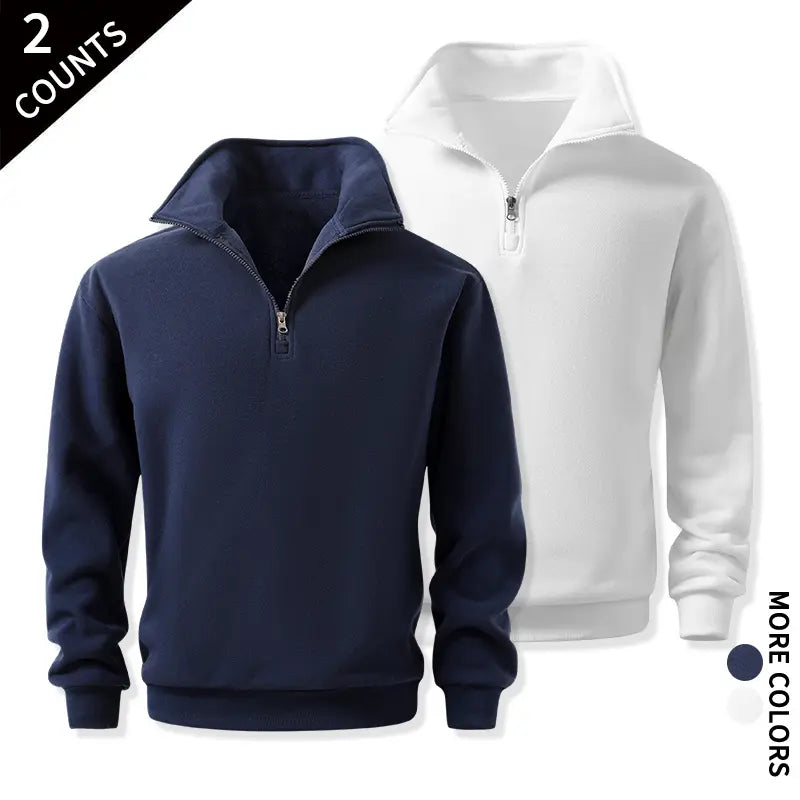 Men's 2-Pack Quarter-Zip Cozy Sweatshirts - Classic Stand Collar Long-Sleeve Mens Clothing, Outdoor Daily Fitness Wear, Guys Anniversary & Boyfriend Birthday Gift