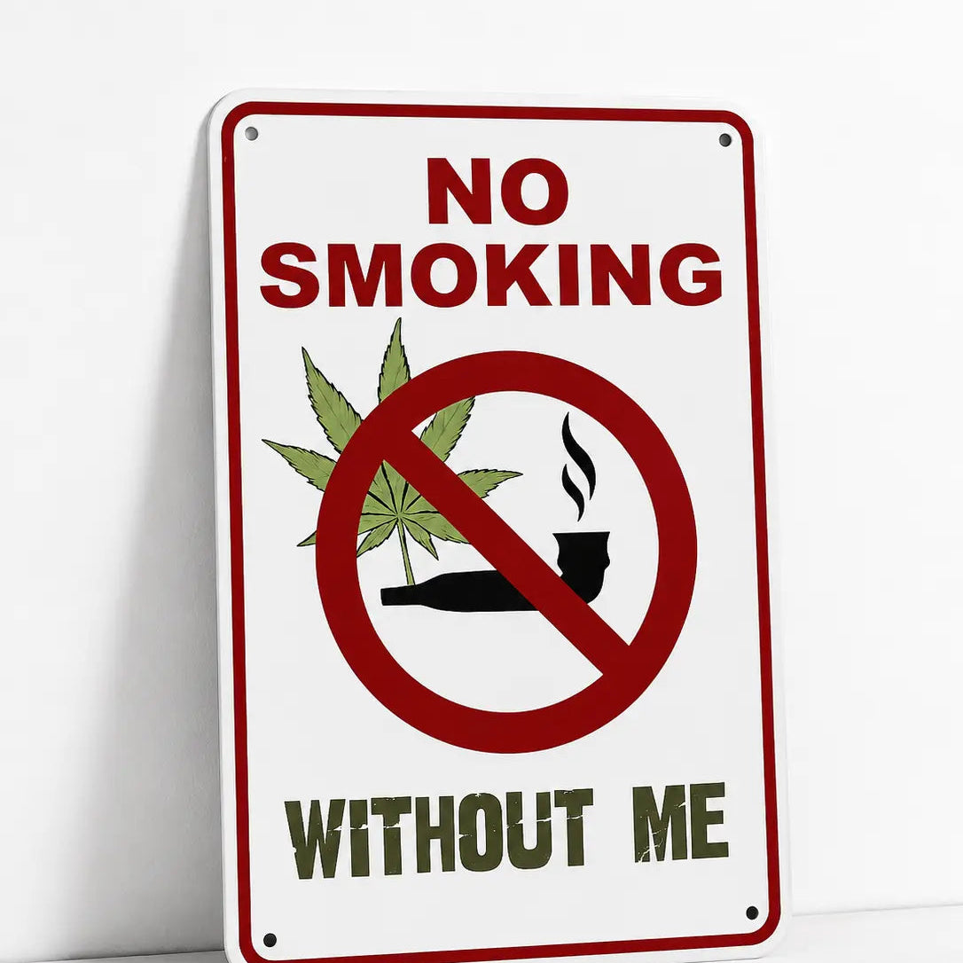 Funny Weed Wall Decor Metal Sign | No Smoking Without Me | Man Cave, Home Bar & Garage Wall Decor | Room Decorations | Room Stuff for Men | 420 Gift