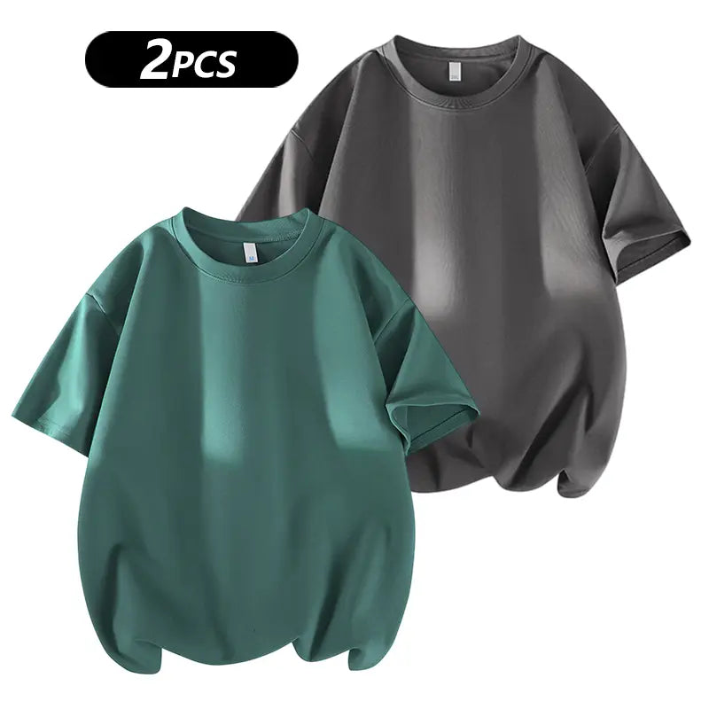summervibes Men's 3PCS 100% cotton Crew Neck T-Shirts Set - Soft Loose Fit Navy Gray Black Tees for Casual Daily Wear Crewneck Classic
