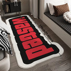 Y2K "WASTED" Letter Black & Red Contrast Bedside Strip Runner Rug