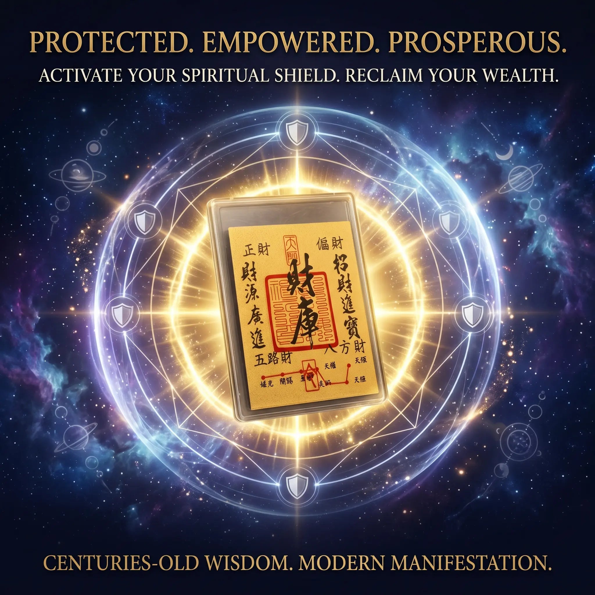Ritual Blessed Wealth Vault Feng Shui Talisman Card - Pocket-Sized Fashion Accessory, Manifest Abundance, Attract Money & Luck for Side Hustles, Money Magnet Phone Sticker