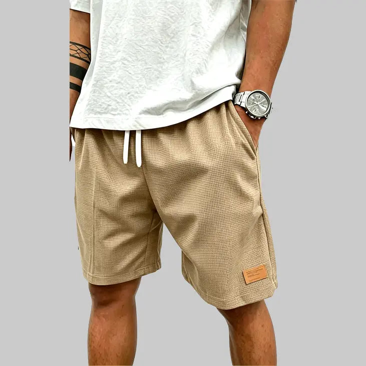 Men's Casual Waffle Athletic Shorts with Drawstring (Loose Fit/Breathable)