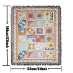 Multi-Function Tassel Woven Blanket Spliced Geometry  Pattern Bed Blanket, Also for Sofa Cover Couch Throw Blanket Armchair Home Decor Room Wall Art Tapestry Furniture Slipcover Tablecloth Shawl Outdoor Picnic Camping Beach Towel Office Nap Hippie