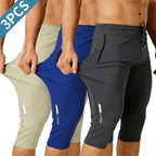 3-Pack Men's Ice Silk Straight-Leg Shorts | Below Knee Athletic Casual Shorts