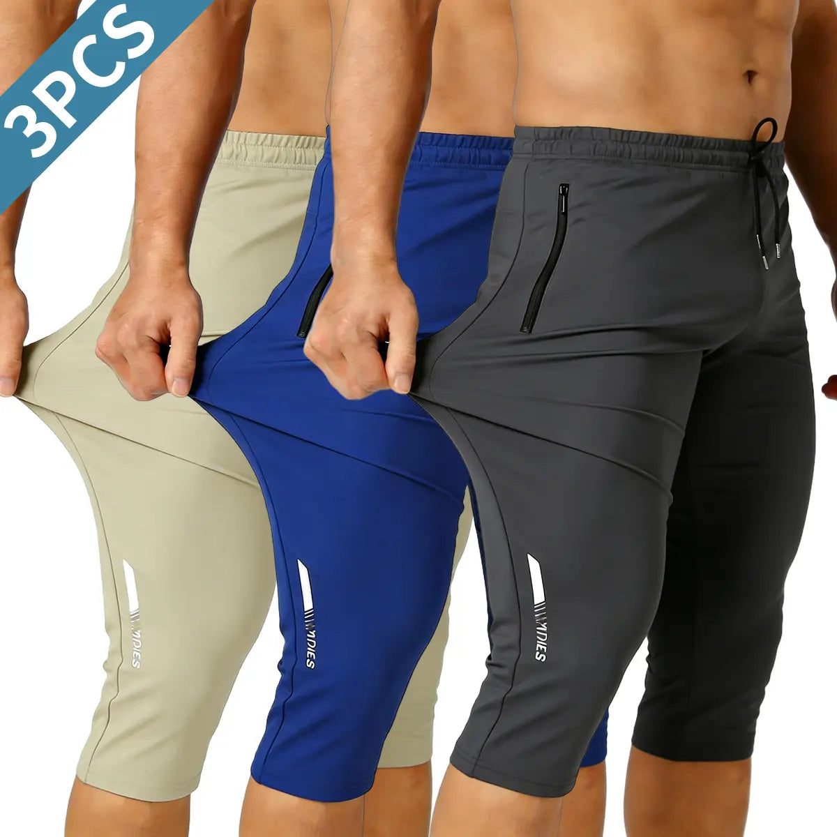 3-Pack Men's Ice Silk Straight-Leg Shorts | Below Knee Athletic Casual Shorts