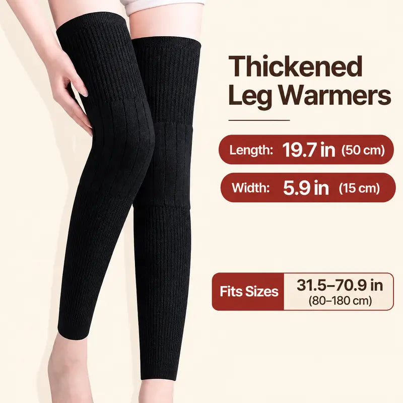 Unisex Long Winter Knee Warmers with Thick Lining and Stretch Fit