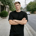 12-Pack $39.99 The more you buy,the lower the price. Stock up! Men's Black Crew Neck T-Shirt,Short Sleeve,Comfort Fit undershirts basic T-shirt Cotton Blend Basic Tee Easy Care Durable  Menswear Top outdoorfun fathersdaygift
