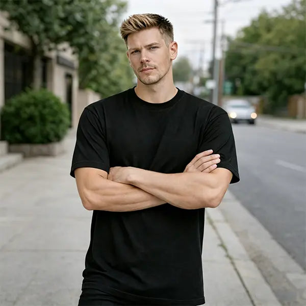 12-Pack $39.99 The more you buy,the lower the price. Stock up! Men's Black Crew Neck T-Shirt,Short Sleeve,Comfort Fit undershirts basic T-shirt Cotton Blend Basic Tee Easy Care Durable  Menswear Top outdoorfun fathersdaygift