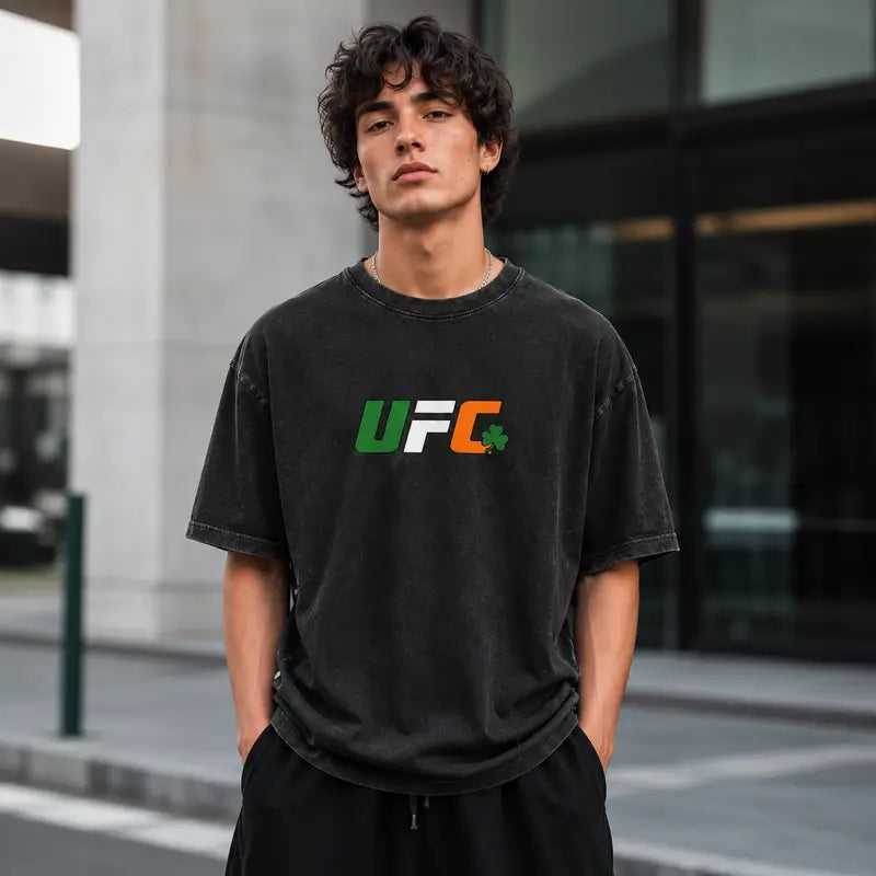 Men's UFC 329 Black Conor McGregor T-Shirt, The Notorious UFC Graphic Tee, UFC MMA Shirt, Gift for Fighters, Sports Apparel,Regular,Grunge