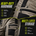 Amoyer Men's Tactical Work Pants With Multiple Pockets - Made Of Durable Fabric, Available in Multiple Colors, Fishing, outdoor activities, work, hiking, camping, 230g/m² new fabric,Versatile For Spring, Autumn, And Summer, Safe Work Pants, Trouser