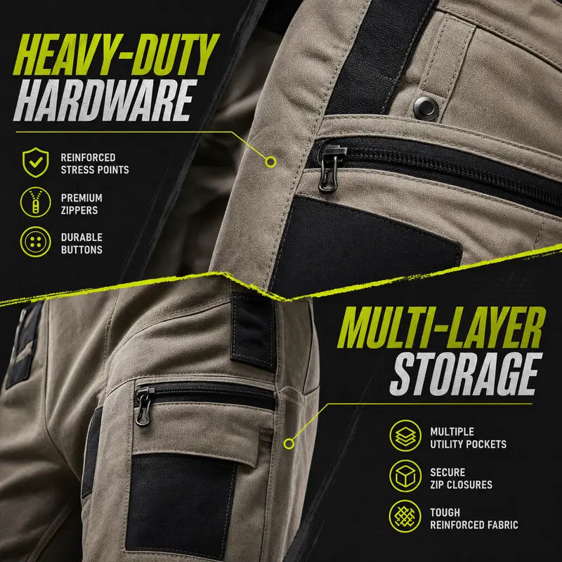 Amoyer Men's Tactical Work Pants With Multiple Pockets - Made Of Durable Fabric, Available in Multiple Colors, Fishing, outdoor activities, work, hiking, camping, 230g/m² new fabric,Versatile For Spring, Autumn, And Summer, Safe Work Pants, Trouser