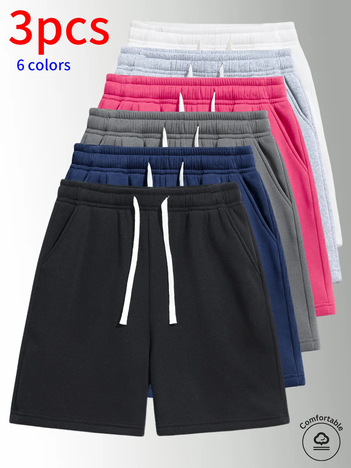 Unisex 3-Pack 5-Inch Drawstring Athletic Shorts: Breathable Running & Casual Shorts