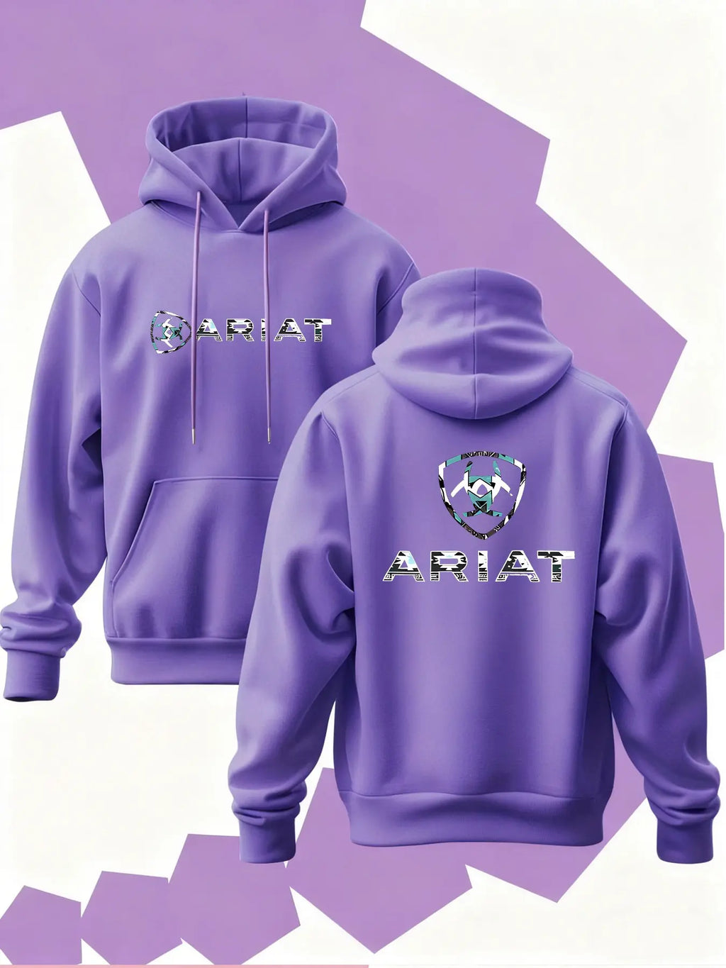 New Men's Hoodie Ariat Print, Soft Stretch Knit Fabric, Long Sleeve, Standard Fit, Casual Daily Wear, Four-Season Hooded Clothing, Fun Style, Essential for Young Adults