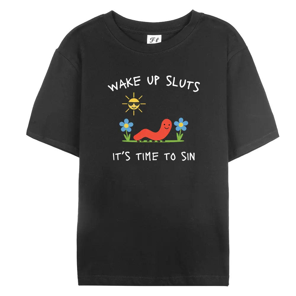 Wake Up Slts T-Shirt funny animal shirt meme graphic tee sarcastic t-shirt cursed tshirt unhinged humor top viral t-shirt