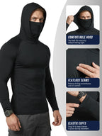 Men’s hooded sports tops available in sets of 6 or 3, featuring a mask design, high-stretch quick-dry fabric, sun protection and breathability—ideal for outdoor activities, fishing, and working outdoors in sunny conditions.