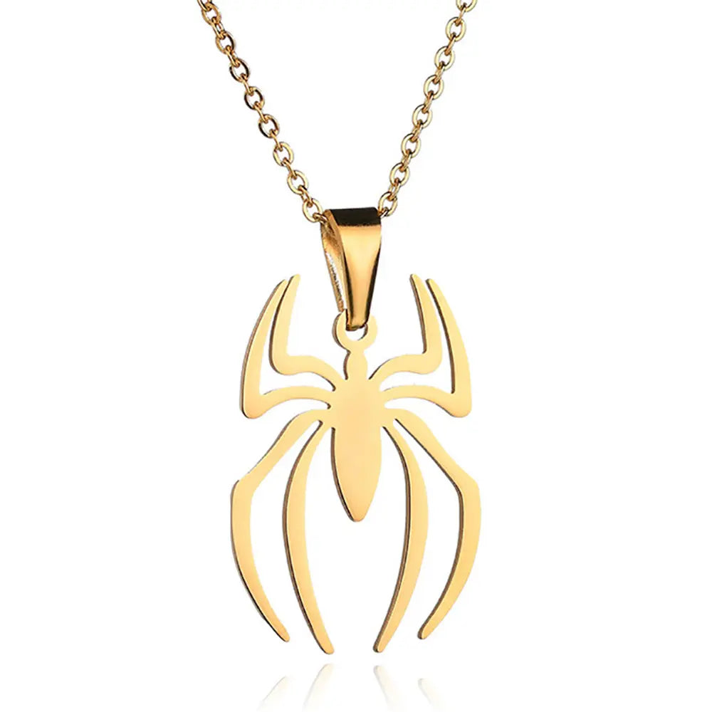 Spider Necklace For Men Women Titanium Stainless Steel Gold Silver Black Cuban Chain Paperclip Chain Lightweight Trendy Cool Goth Spider Pendant Necklace For Teen Halloween Non Tarnish Jewelry y2k Stylish Unique Accessories Birthday Gifts With Gift Box