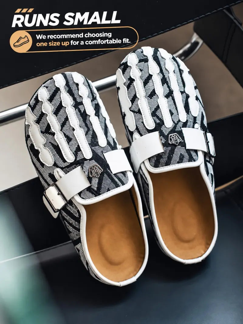 Men's Bohemian Print Mules, Mule Slides, Comfortable Slip-On Sandals, Adjustable Buckle, Soft Insole, Ideal for Daily Wear, Casual Footwear