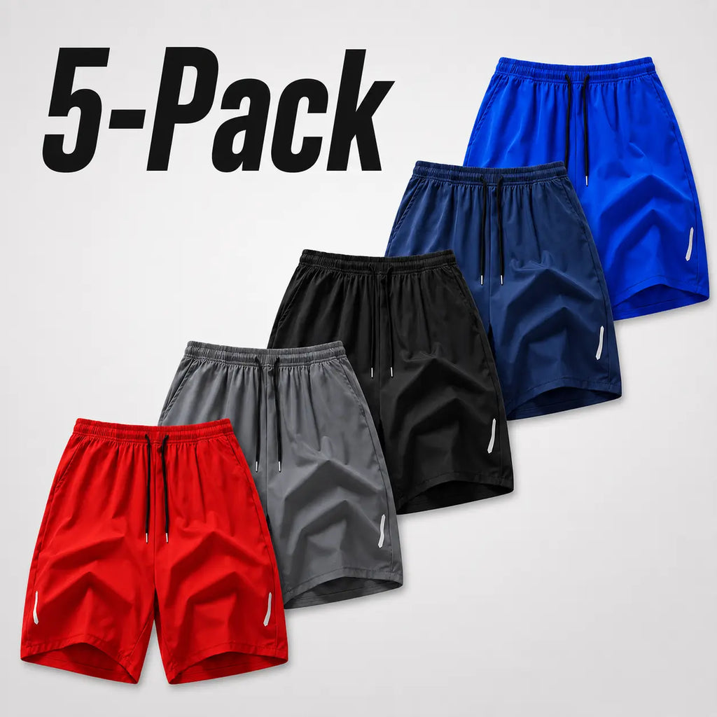 10-Pack and 5-Pack Summer men's lightweight and breathable quick drying beach shorts, men's pocket shorts, breathable men's daily wear bottoms, suitable for summer swimming, multi-color tropical style, with quick drying characteristics.