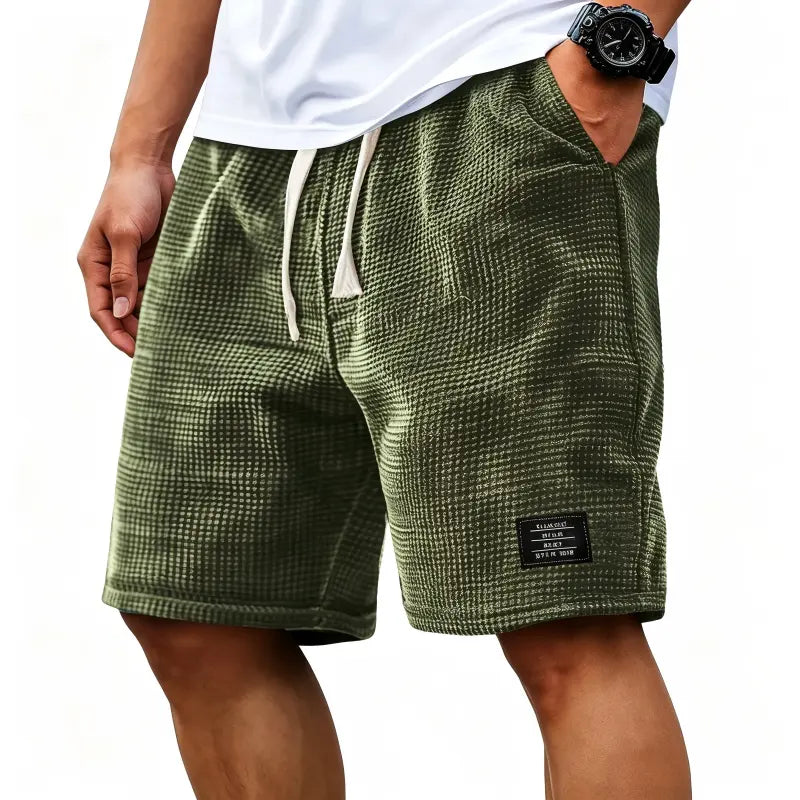 Men's 2-Pack Waffle Casual Shorts (Loose Fit, Solid Color)