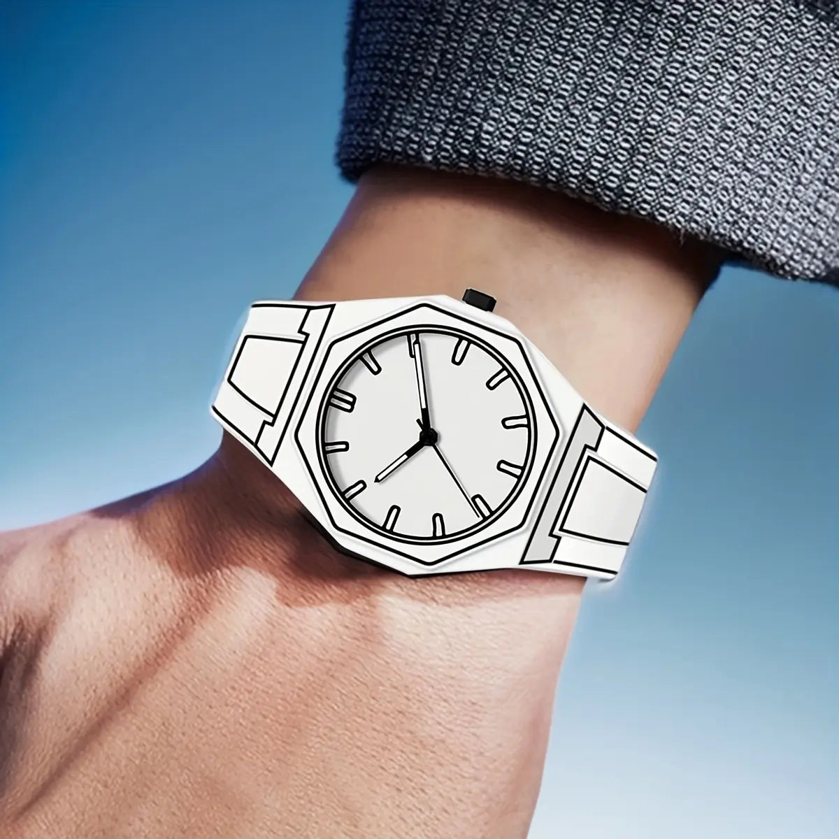 Preppy Style Men's Quartz Silicone Watch