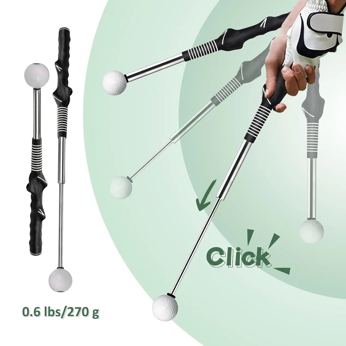 Unisex Retractable Golf Swing Trainer with Click Feedback