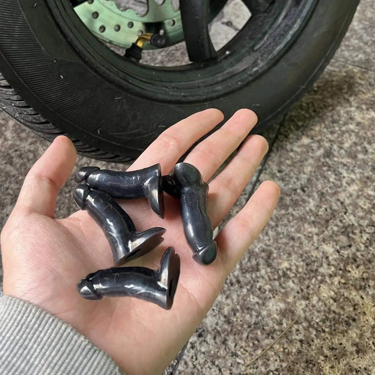 4-Pack Creative Funny Tire Valve Stem Caps (Waterproof & Dustproof for Cars, Bikes, Motorcycles)