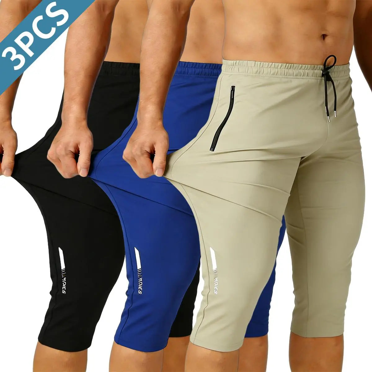 3-Pack Men's Ice Silk Straight-Leg Shorts | Below Knee Athletic Casual Shorts