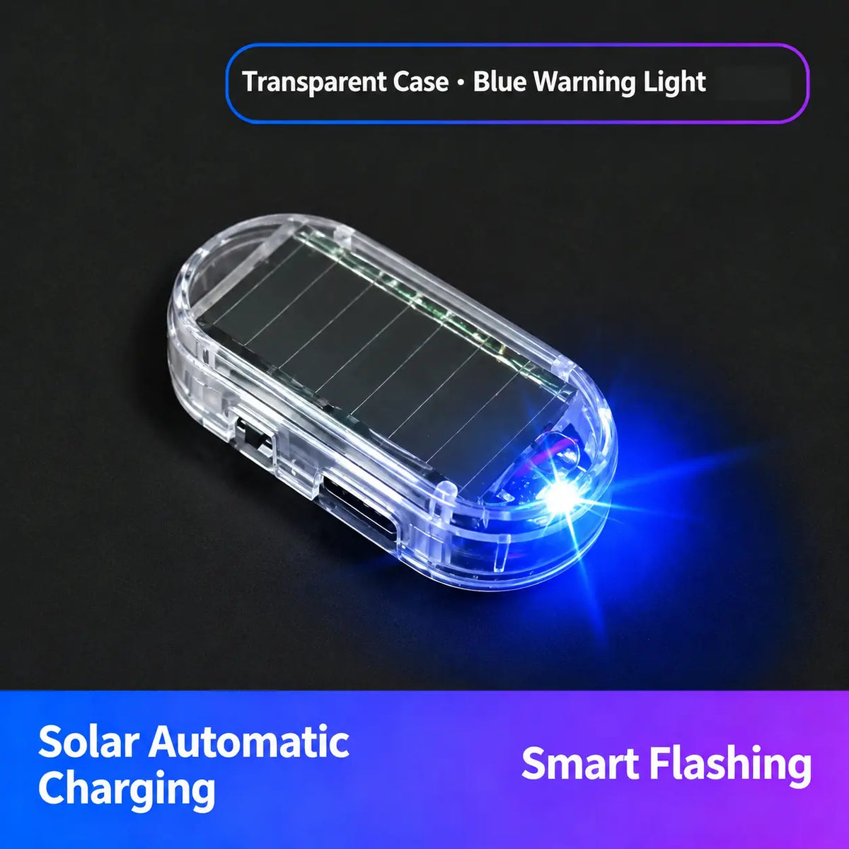 Solar Powered Fake Car Alarm Light,  Plastic Material Auto Light Sensor LED Simulated Security Warning Flashing Light, No Wiring DIY Car Anti-Theft Dummy Alarm Lamp