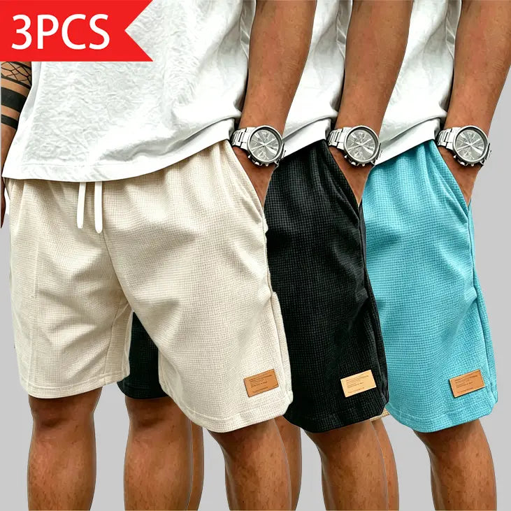 Men's Casual Waffle Athletic Shorts with Drawstring (Loose Fit/Breathable)