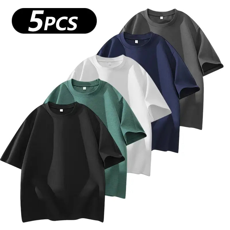 summervibes Men's 3PCS 100% cotton Crew Neck T-Shirts Set - Soft Loose Fit Navy Gray Black Tees for Casual Daily Wear Crewneck Classic