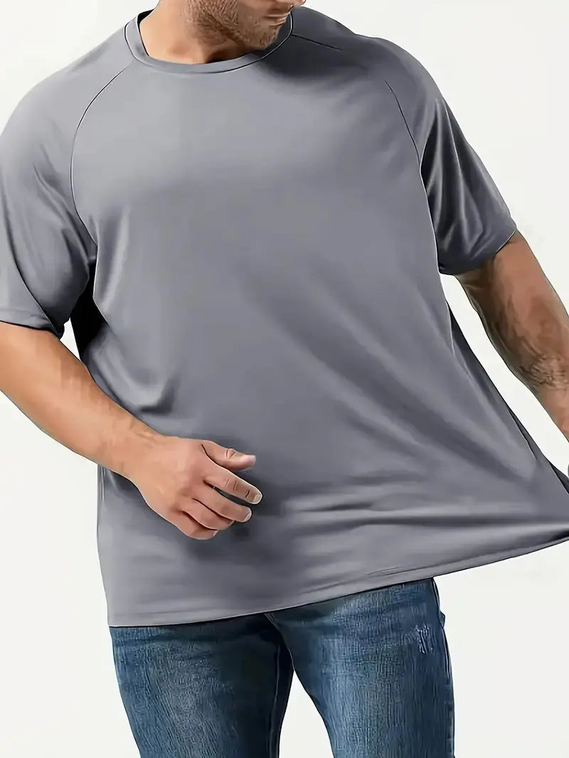 Men's Plus Size 5-Pack Quick Dry Breathable Athletic Apparel, Dry Fit Tech Sporty Sports Tops, Gym & Summer Fitness Workout Shirts Fitted Sportswear Activewear Tees,summerwins,travel essentials,camping essentials