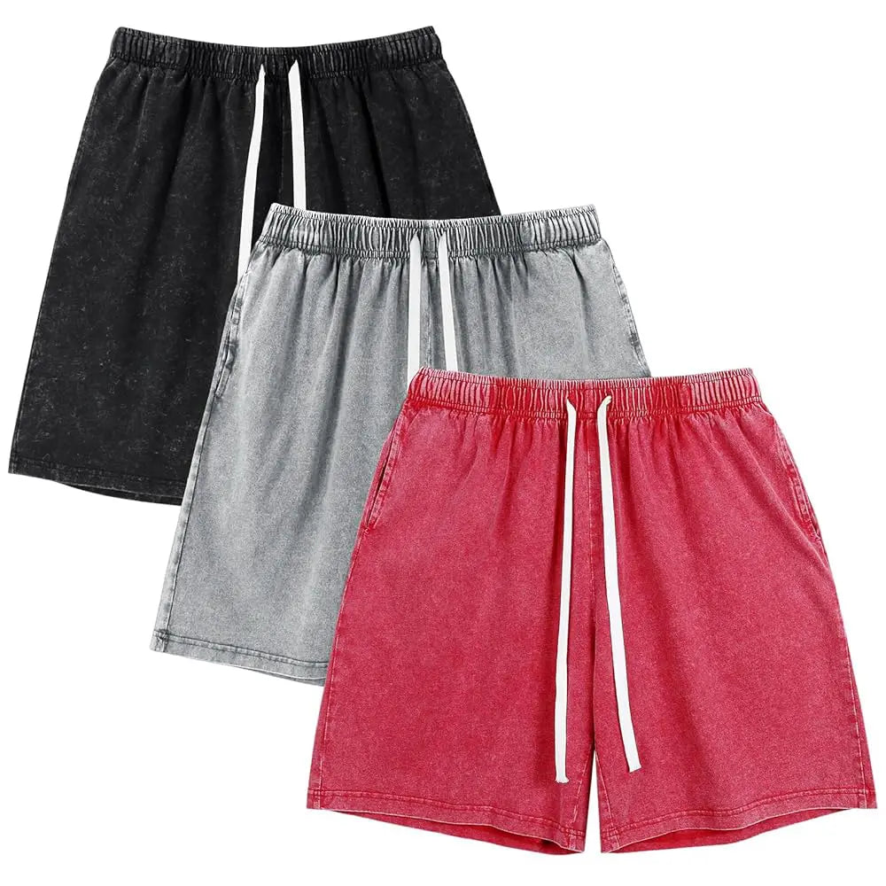 Unisex Vintage Acid Wash Cotton Athletic Sweat Shorts
