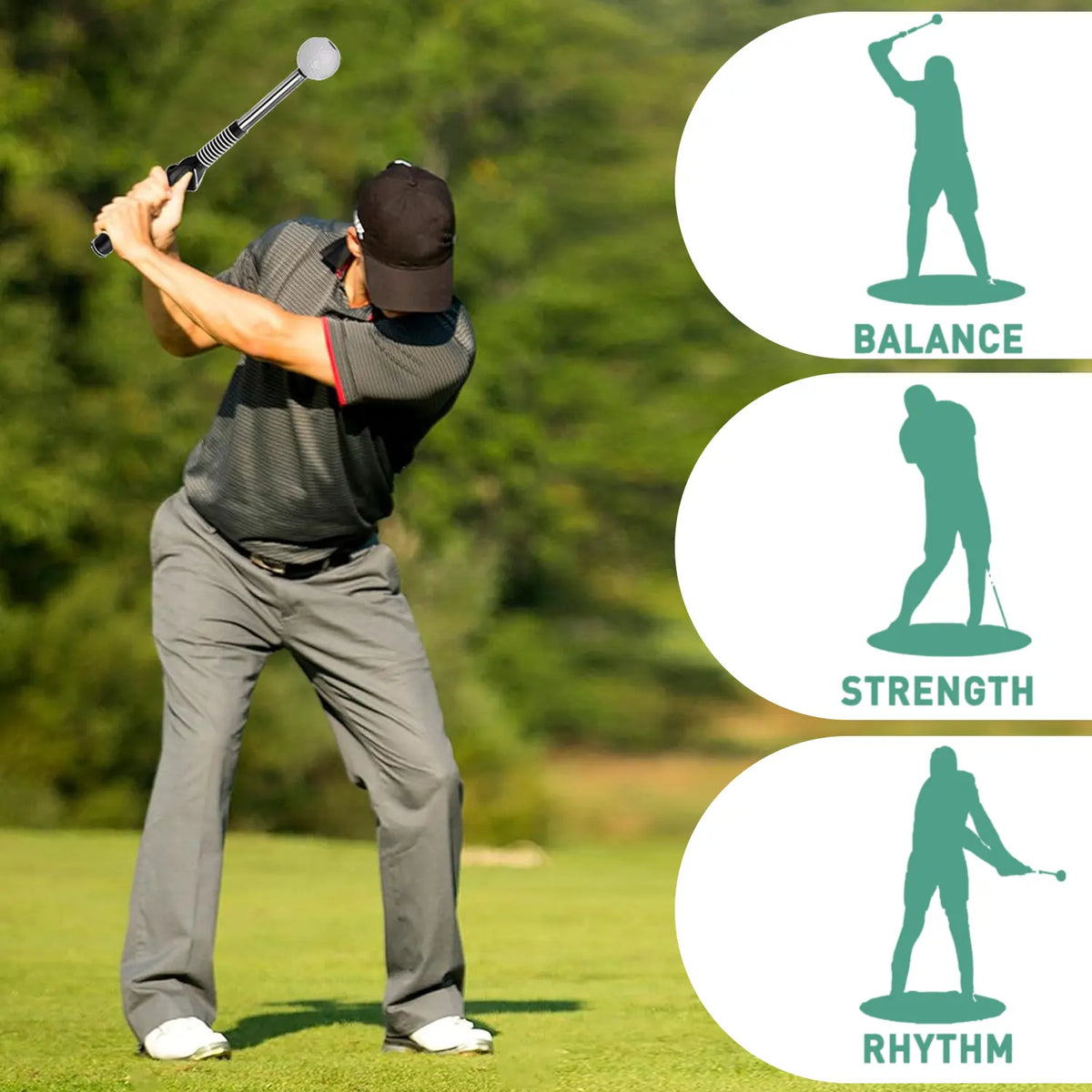 Unisex Retractable Golf Swing Trainer with Click Feedback