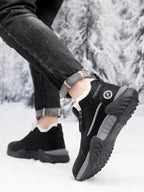 Unisex Winter Snow Casual Ankle Boots, Suede-Look Upper, Side Zip, Fleece-Lined Warm, Thick PVC Sole