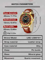 Men's Fashion Round Russian Roulette 12 Zodiac Theme Interactive Quartz Watch, Waterproof Design for Parties and Daily Wear