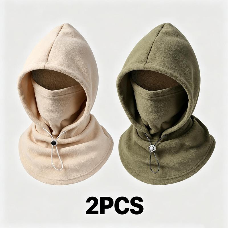 2-piece integrated flannel warm face mask and hat, windproof and warm for outdoor cycling, autumn and winter style, warm hat with neck visor.