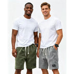 Men's 2-Pack Waffle Casual Shorts (Loose Fit, Solid Color)