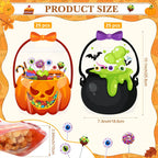 24/50 Pcs Halloween Goodie Bags Plastic Candy Bag Trick or Treat Bags with Cauldron Skeleton black Cat Skull Pumpkin Design,Treat Bags for Student Teacher Colleagues Neighbors,Classroom Snack Storage for Halloween Birthday Party Favor Supplies