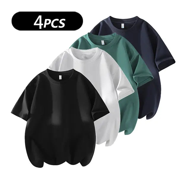 summervibes Men's 3PCS 100% cotton Crew Neck T-Shirts Set - Soft Loose Fit Navy Gray Black Tees for Casual Daily Wear Crewneck Classic